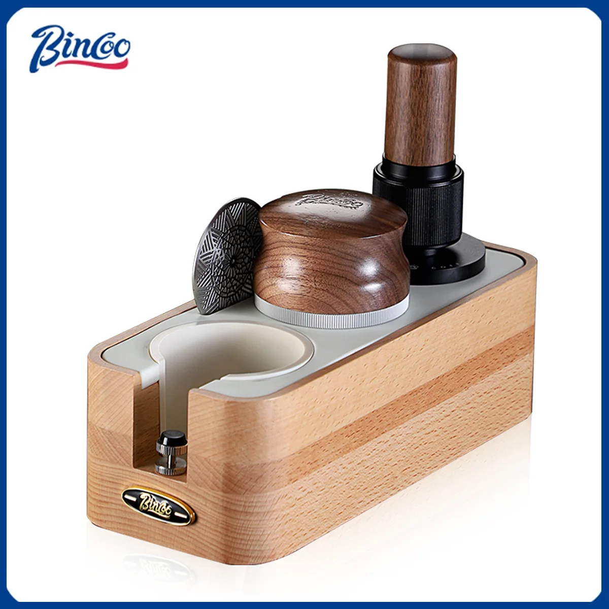 

Bincoo Beech Wood Coffee Tamping Stand Tamper Station Fits 51/58mm Portafilters Espresso Distributor Base Set Home Barista Tools