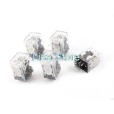 HH54PL AC 36V Coil 14 Pins 4PDT Red LED Indicator Light Power Relay 5 Pcs