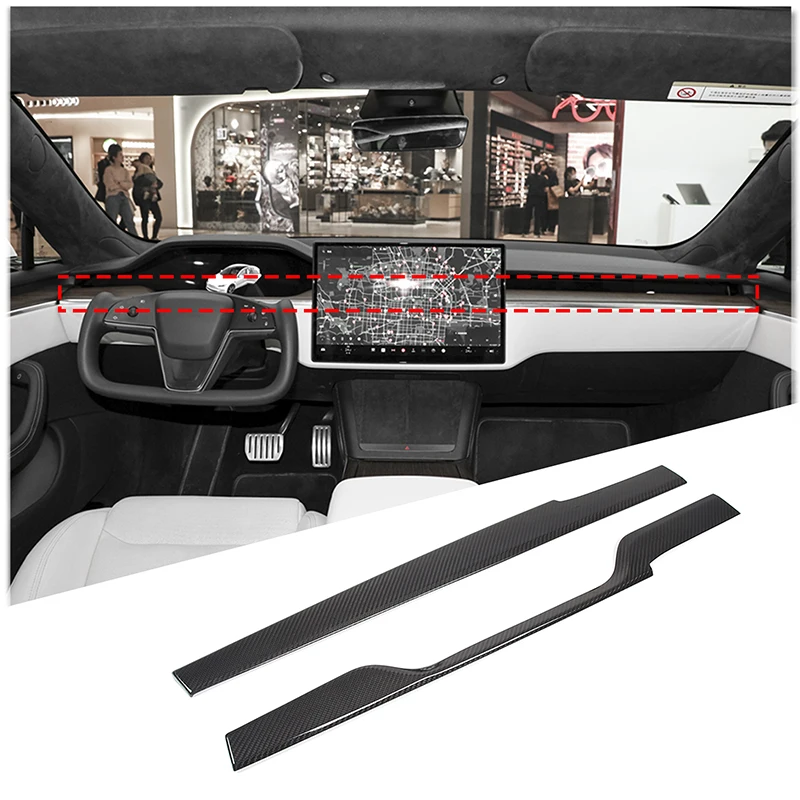 

2piece set Real carbon fiber For Tesla Model S 2022+ car center console decorative cover sticker interior protection accessories