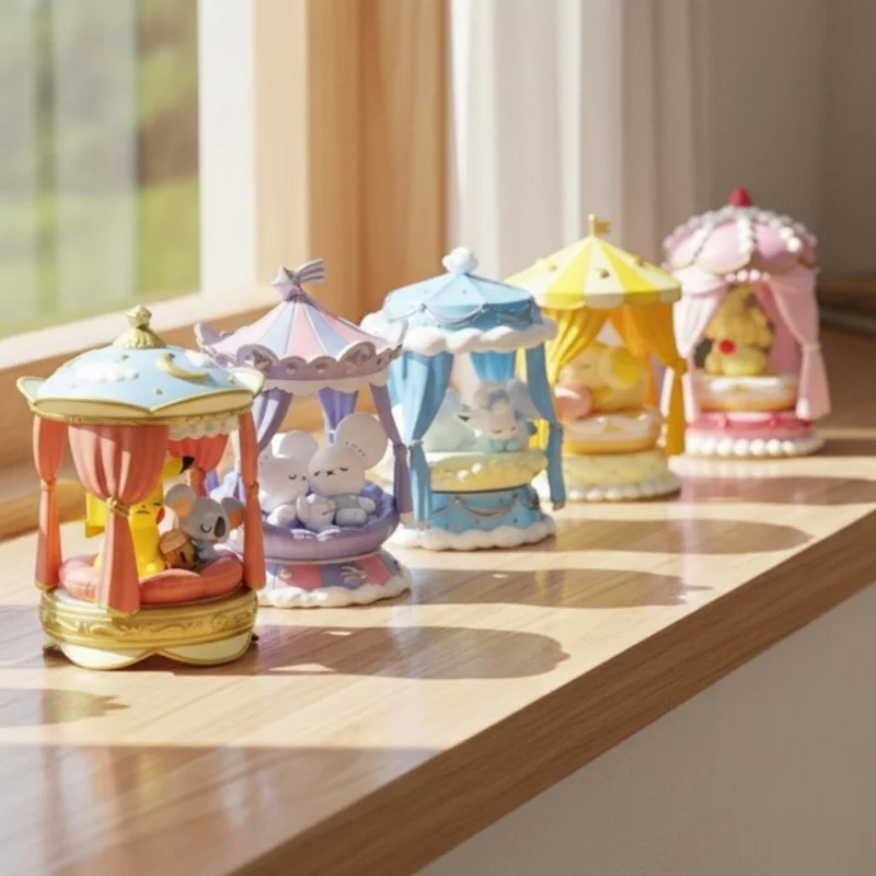 

Original Re-Ment PokéMon Nighty Night Series Action Figure Pikachu Alolan Vulpix Family In Stock Anime Cute Model Decoration Toy