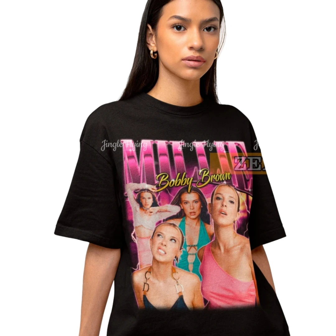 Millie Bobby Brown Retro 90s Shirt Sweatshirt Fan Gift Homage 100% Cotton Men's T-Shirt Tee