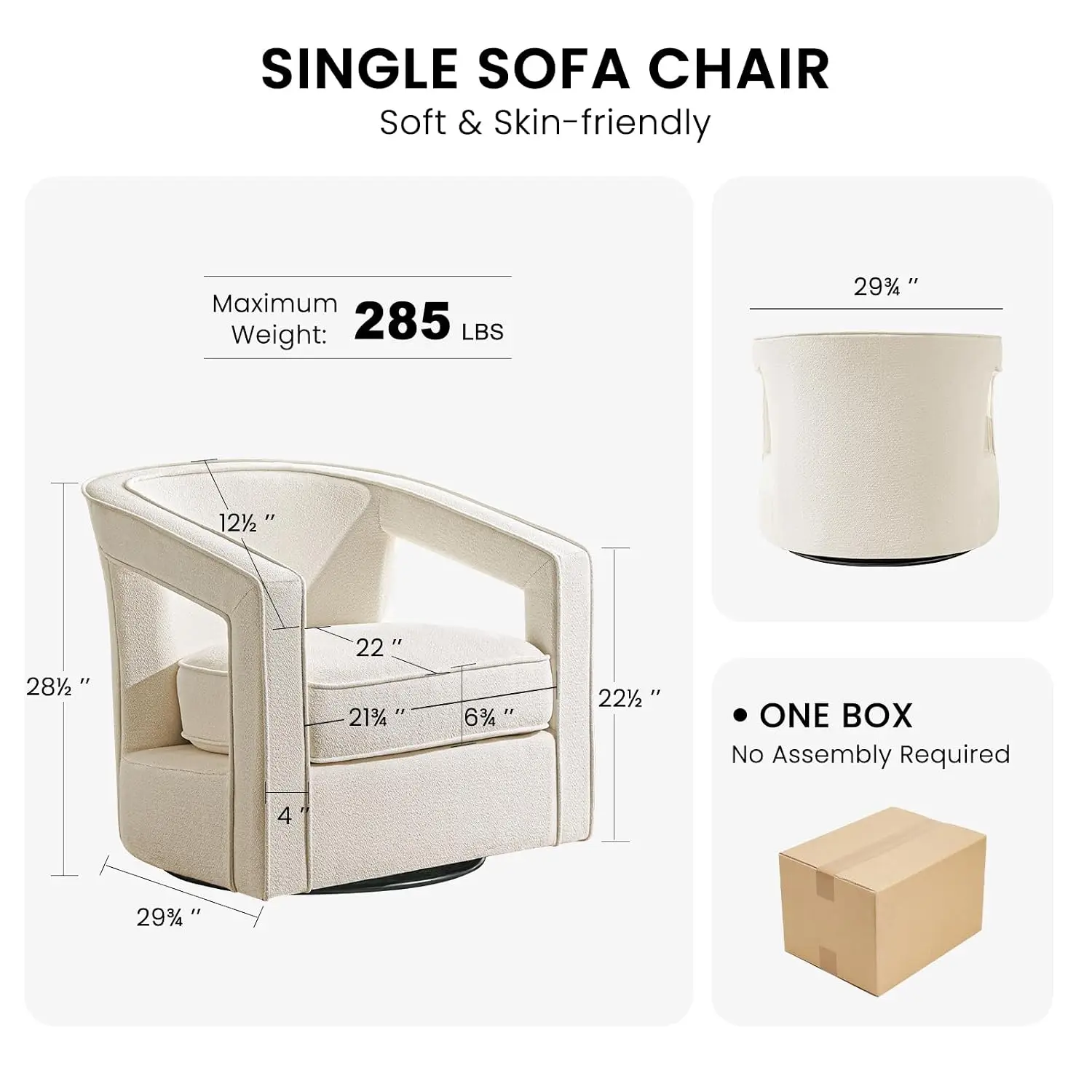 Chenille Swivel Accent Chair, Upholstered Barrel Chair with Curved Back, Reading Chair for Living Room Bedroom, Customized