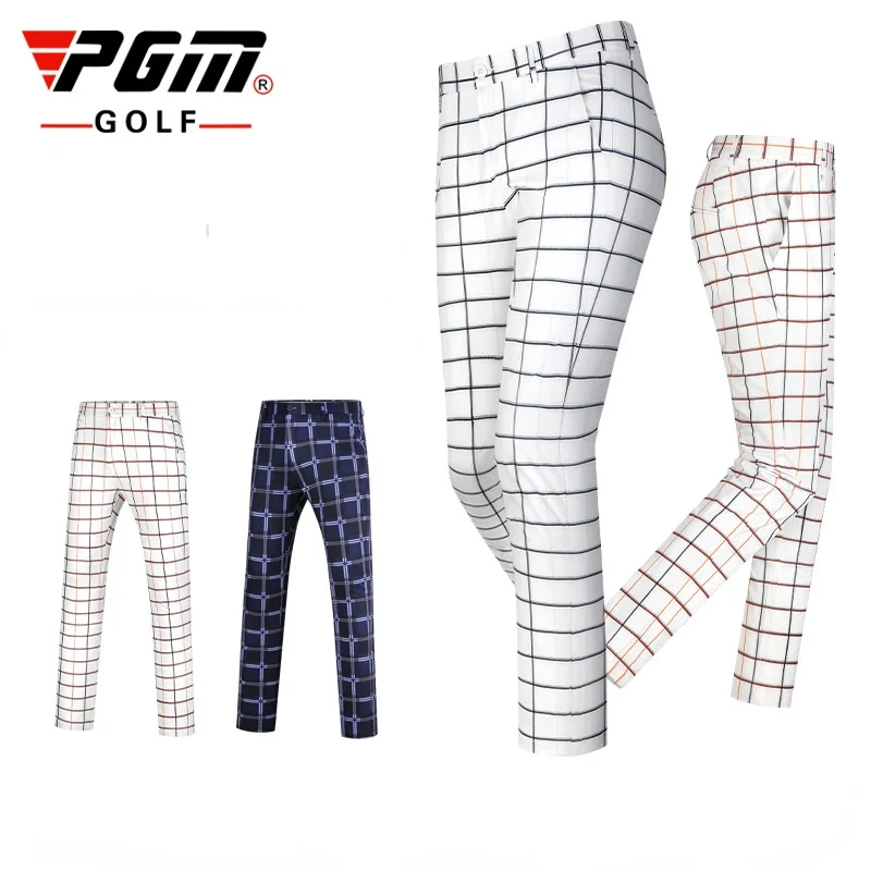 PGM Summer Mens Trousers Golf Pants Waterproof Plaid Pants Male Elastic Stretch Sports Trousers Outdoor Golf Sweatpants KUZ107