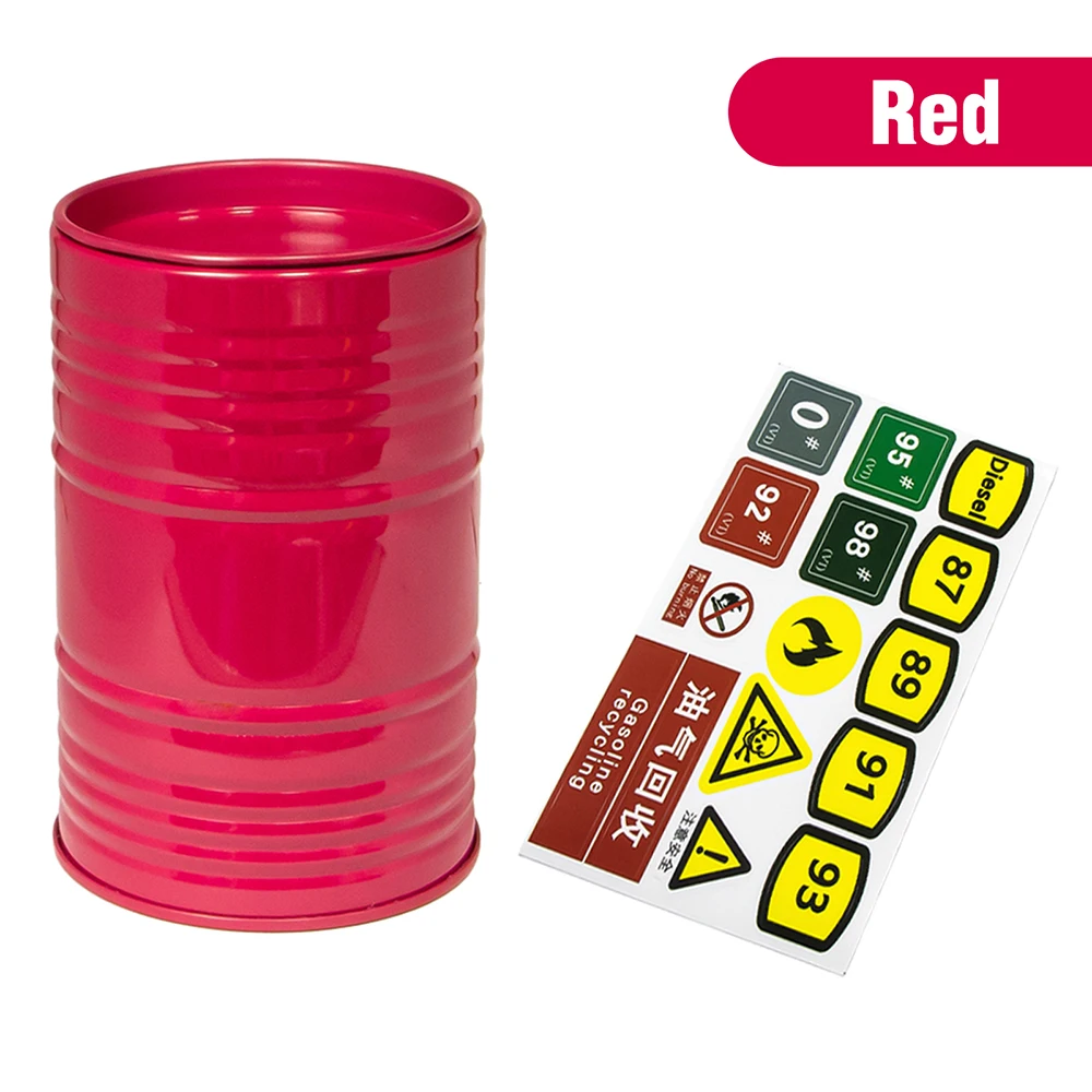 ​ 9IMOD Metalowa Symulacja Beczki na Olej Narzędzie Uchwyt na Długopis Wielokolorowa Metalowa Beczka na Olej Mini Akcesoria Zabawkowe do Części Samochodów RC w Skali 1/10 1/8