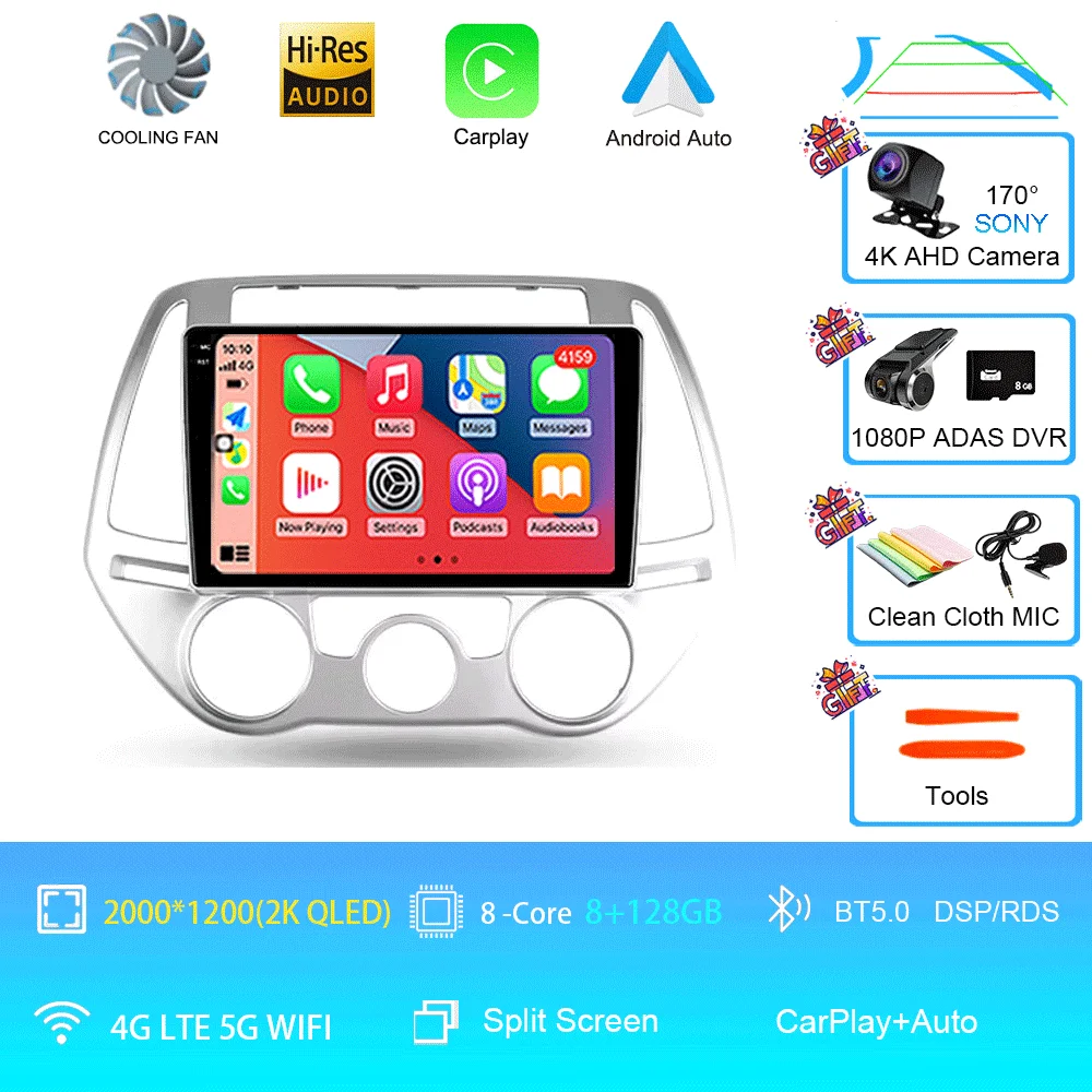 Android 16 Carplay Auto Multimedia Speler Autoradio voor Hyundai I20 2010 2012 2013 2014 DSP Autoradio GPS Stereo 2din Head Unit