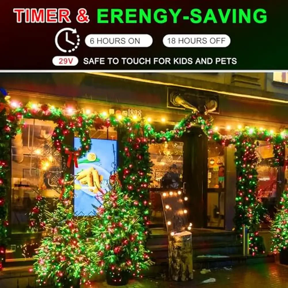 1500 LED Super Bright Christmas Lights 600ft Green Wire Plug in Fairy String Lights z 8 trybami i timerem Wodoodporne Xmas