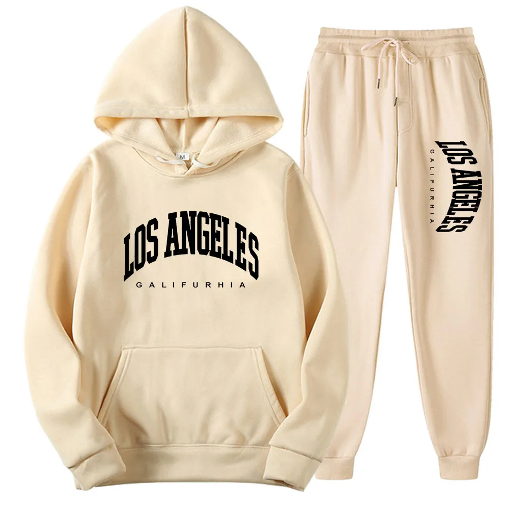 LOS ANGELES GALIFURHIA Men/Women Sports Suits Fashion Tracksuit Hoodies+Pants Two Pieces Sets Running Casual Sweatshirts Sweatpa