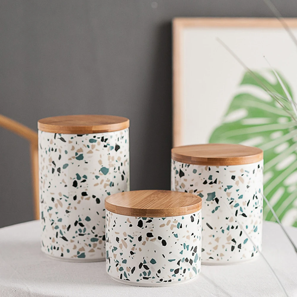 

Overnight Oats Jar Food Storage Tank Containers with Lid Airtight Candy Lids Bamboo Canisters