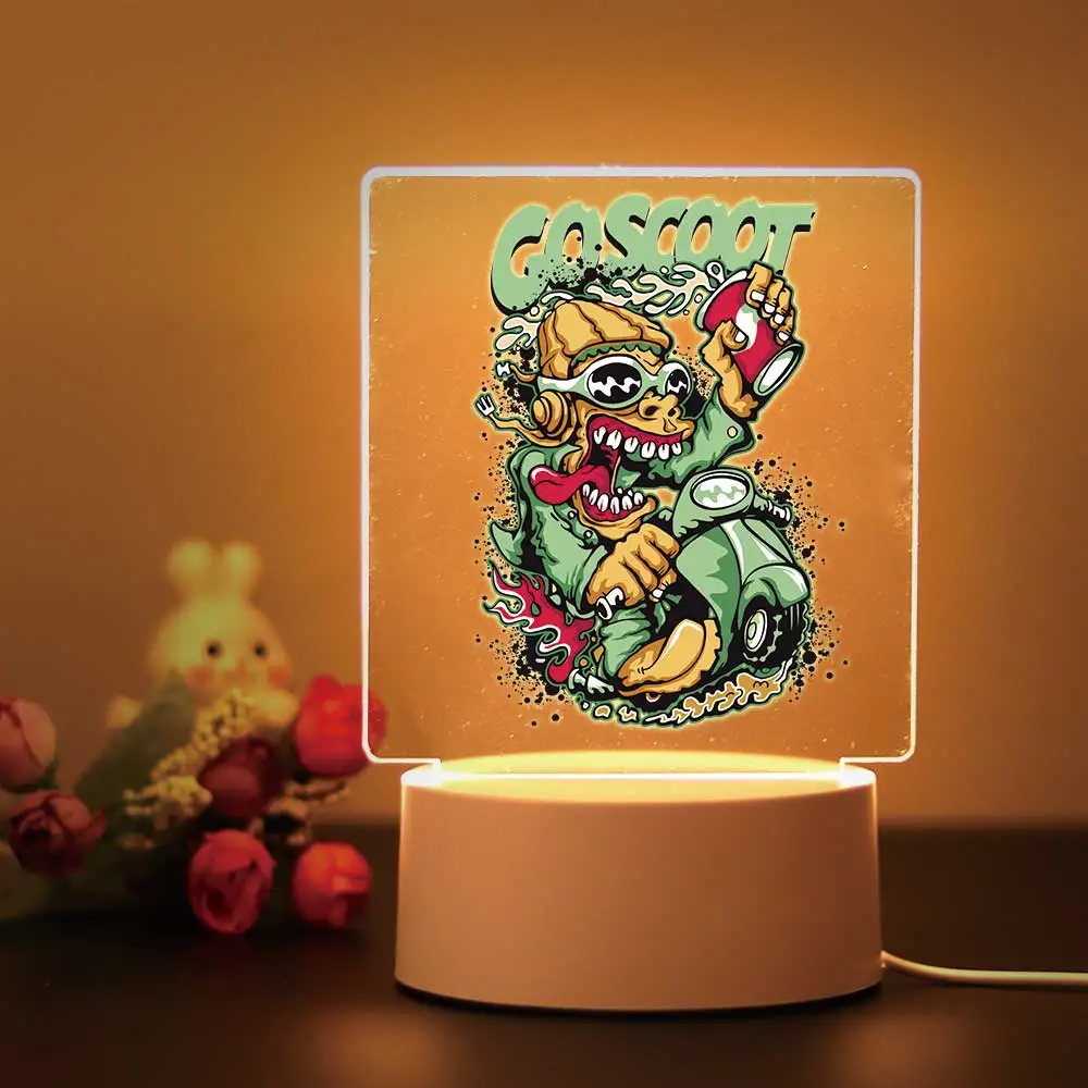 3D Visual Acrílico Ghost Ambiance Lamp, Decoração do quarto, Kids 'Birthday Gift, 1pc