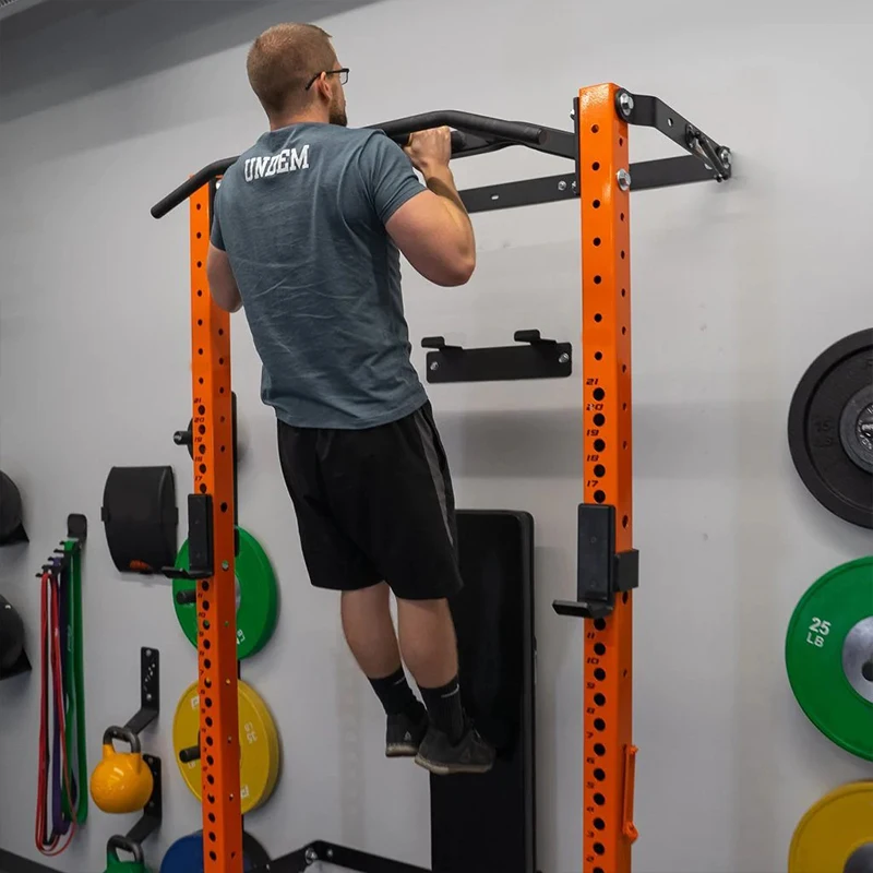 Commercial Multi-Function Wall-Mounted Folding Power Squat Rack for Home and Gym Use with Fitness Equipment Multi-Grip Bar