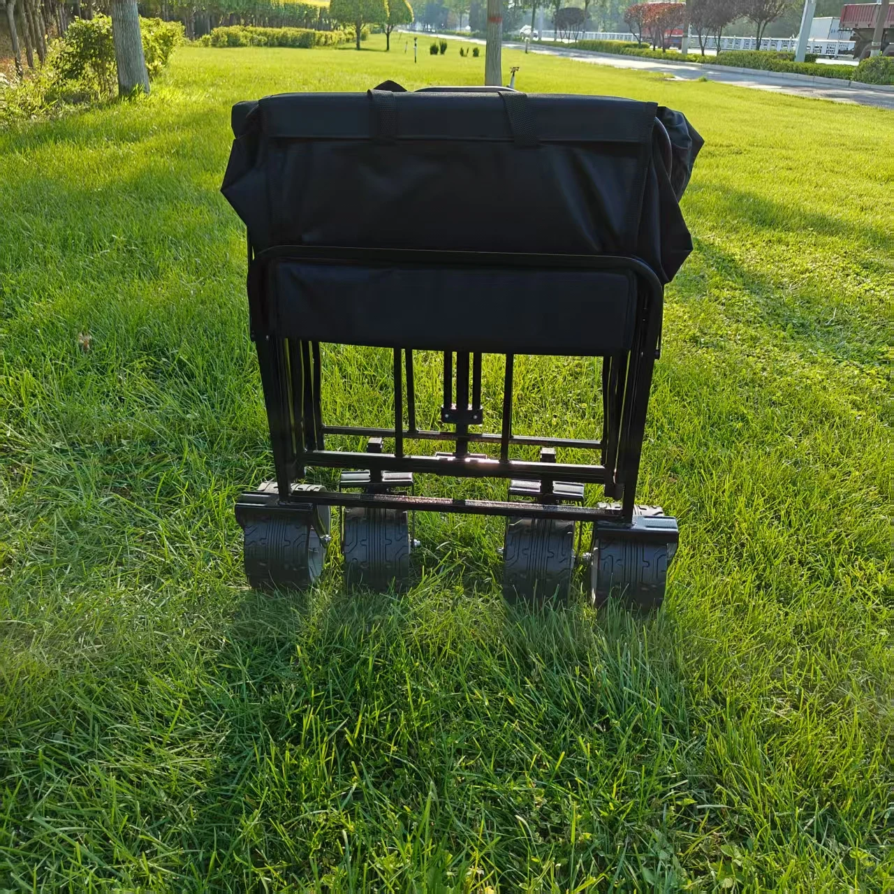 Vagão dobrável portátil dobrável com alças push pull ajustáveis vagão de jardim carrinho de praia resistente grande capacidade