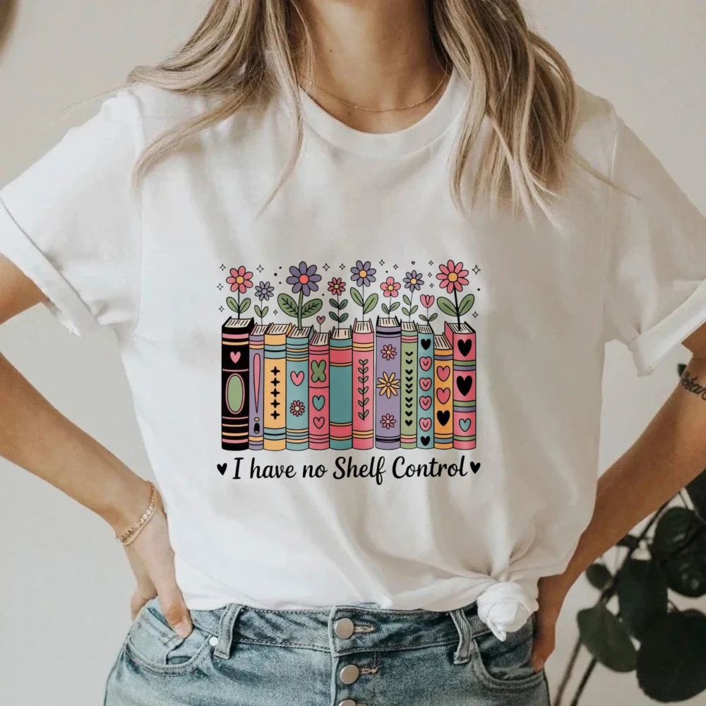 تي شيرت نسائي على شكل زهرة كتاب توب صيفي هاراجوكو بأكمام قصيرة للجنسين نمط قميص كبير #1