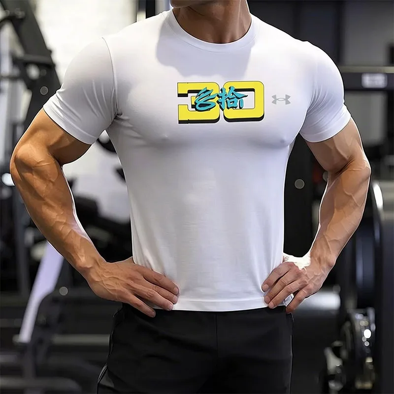 

Under Armour White Round-neck T-Shirt Men's Summer Curry Training Short Sleeve Breathable Casual Half-Sleeve 6015456-100