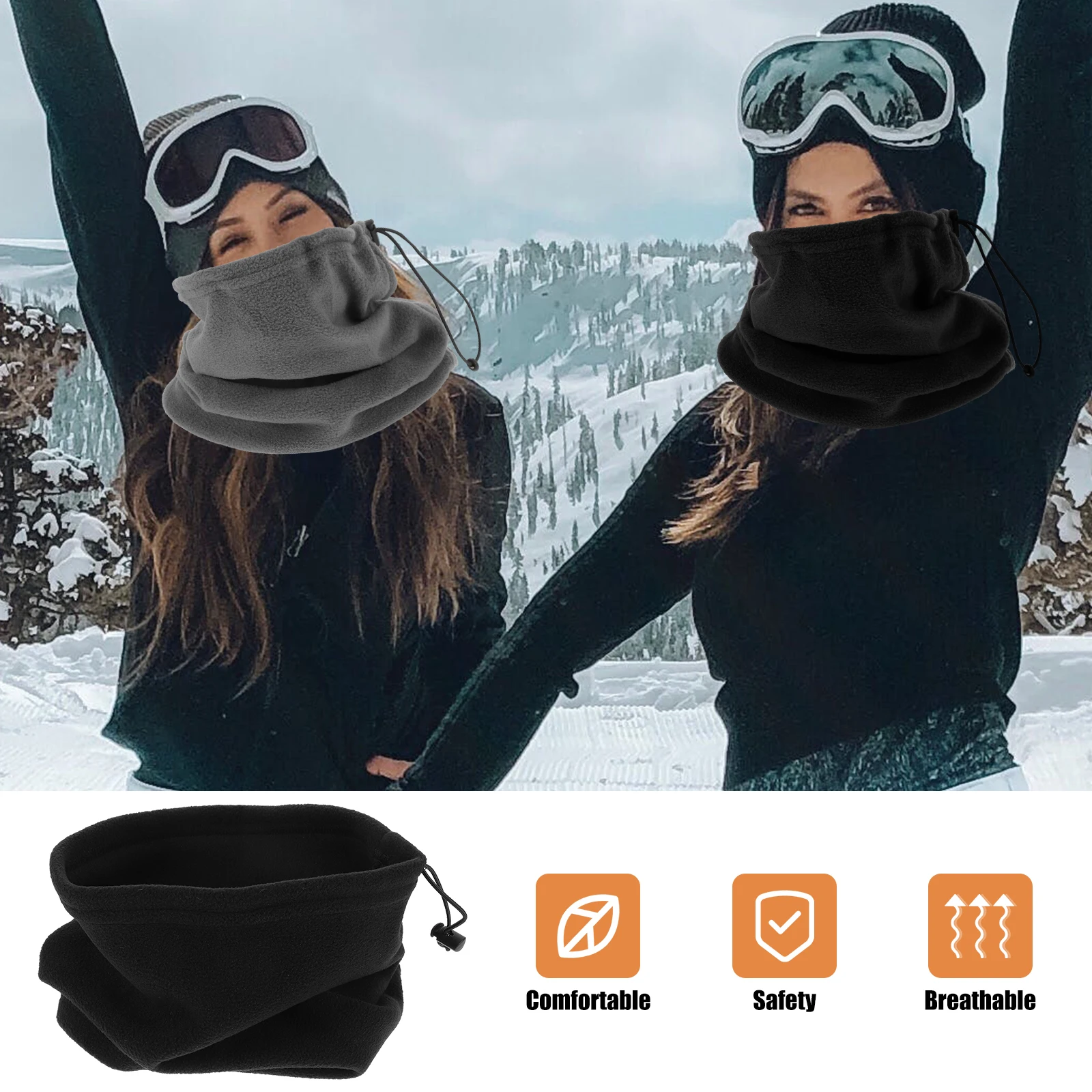 

2Pcs Windproof Neck Gaiter Scarf Winter Outdoor Sports Face Mask Balaclava Mask Neck Flap Cover for Hiking Fishing