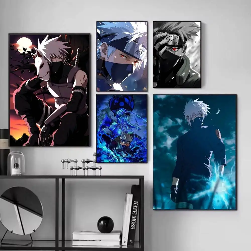 AZNM Naruto Hatake Kakashi Unframed Canvas Print Chidori Anbu Mask Anime Wall Art Poster Teen Bedroom Home Wall Decoration