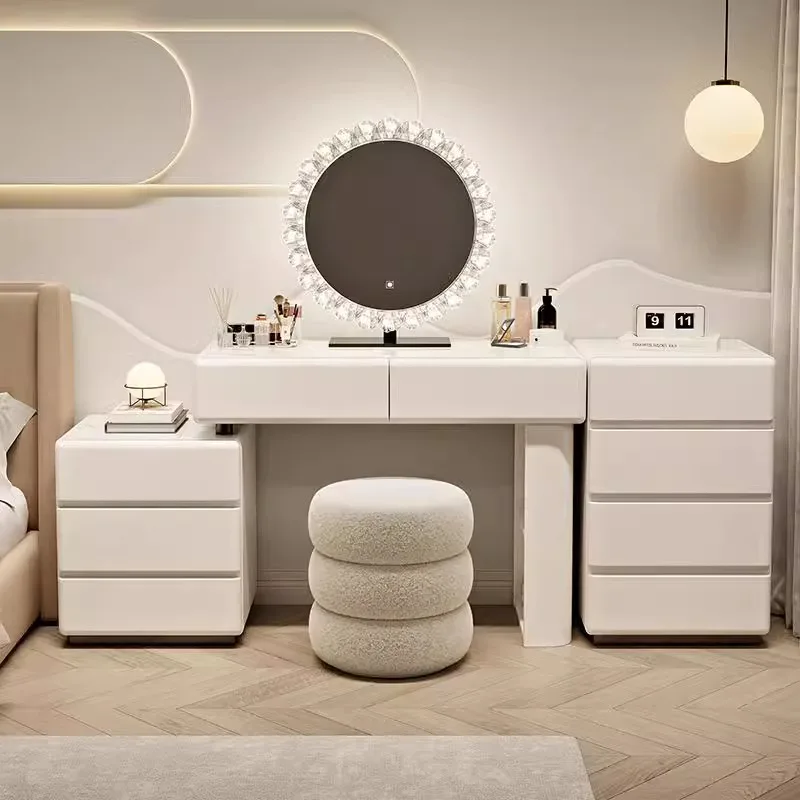 

Luxury Natural Vanity Table Dest Storage Europe Wood Vintage Makeup Vanity Desk White Small Makeup Tafel Furniture For Bedrooms