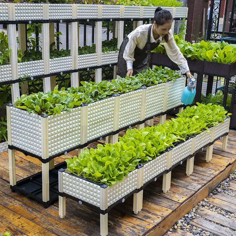 Family balcony vegetable planting special box vegetable planting box roof vegetable planting pot rectangular extra large plastic