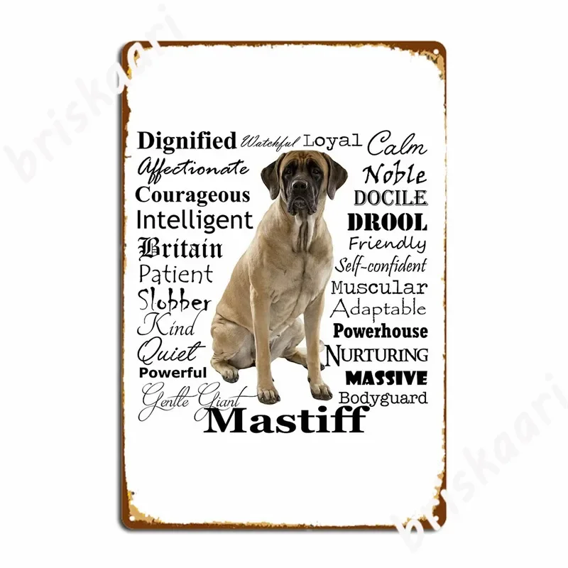 Mastiff Traits Metal Signs Cinema Garage Bar Cave Decoration Tin sign Posters