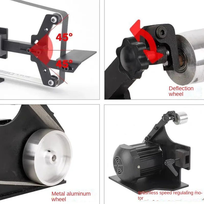 800W Brushless Fixed Angle Sander Sharpener with 6 Free Abrasive Belts (762*25mm) Polishing Cutter GrindingPowerToolforMetalWood
