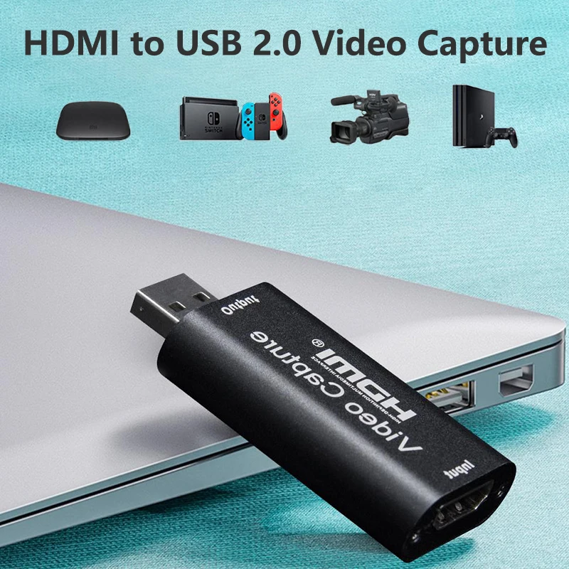 

USB Video Capture Card HDMI USB 2.0 Video Grabber Record 1080P30Hz for Live Streaming PS4 Game DVD Camera Recording