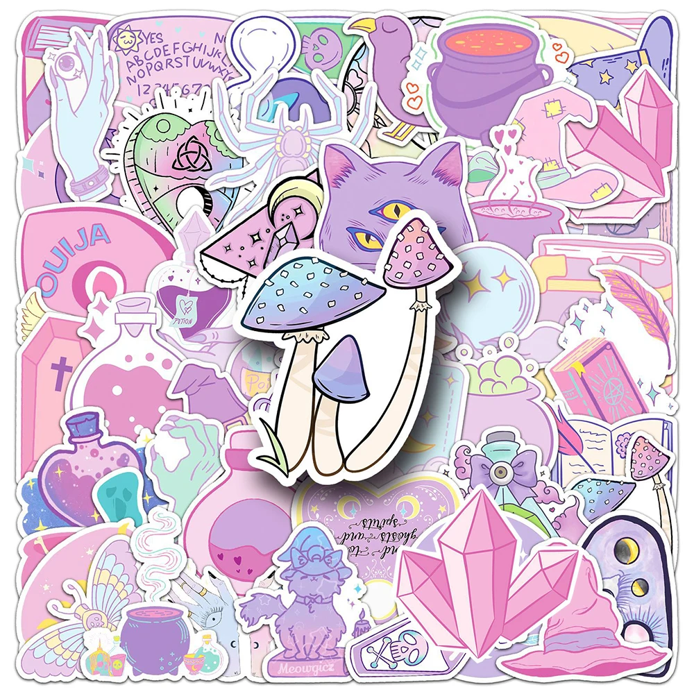 10/30/50 Stuks Gothic Cartoon Roze Magische Heks Graffiti Stickers Schattige Stickers Diy Waterfles Laptop Telefoon Dagboek Decoratie Sticker