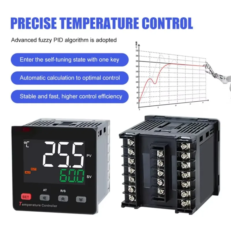 Layar LCD PID Pengontrol Suhu Penyetelan Otomatis Indikator Suhu Digital