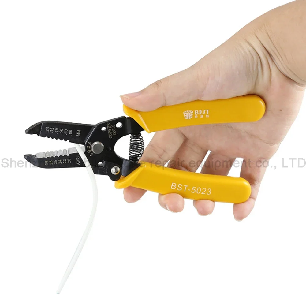 BST-5023 Multi-Functional Precision Fiber Cable Wire Stripper 20-30 AWG Copper Cable Hardened Steel Wire Stripper Plier Tools