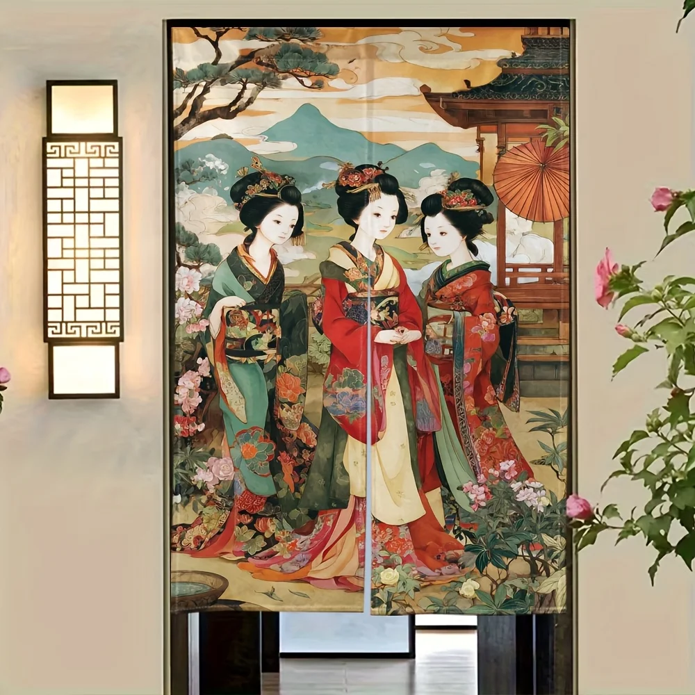 traditional japanese room divider washable sliding door curtain for kitchen dining office privacy screen all seasons QuickSetup