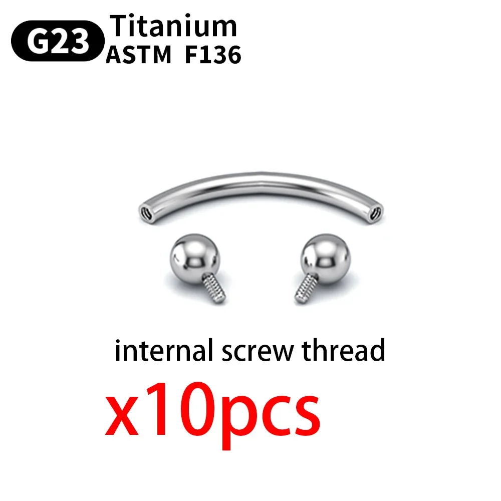 1/10pcs G23 Titanium Piercings Eyebrow ASTM-F136  zircon Earring Wholesale Internal thread  Eyebrow Jewelry