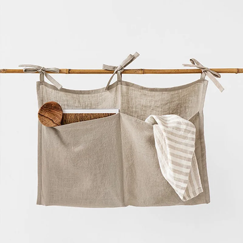 

Linen 100% Hanging Organizer Baby Hanging Fabric Plain Toy Storage Bag for Storing Small Items in The Dormitory Behind The Door