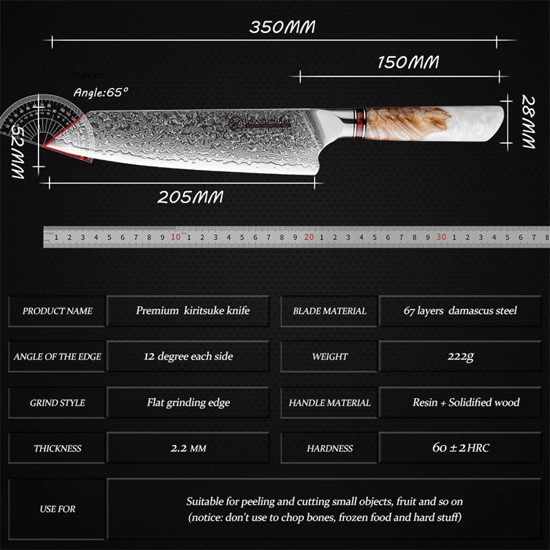 Imagem -04 - Grandsharp-faca Profissional Kiritsuke 67 Camadas Facas de Cozinha Damasco Cutelo Santoku Cozinhar Ferramentas 10cr15c0mov 8