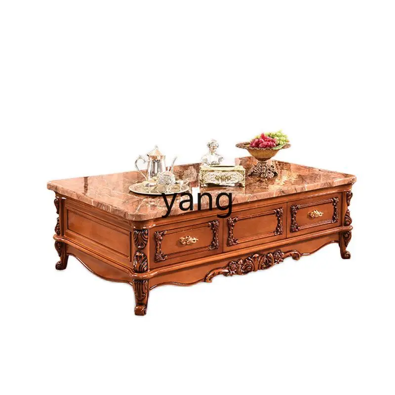 

LH TV cabinet coffee table combination set marble solid wood floor cabinet small apartment living room furniture