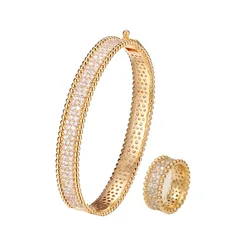 Women's High Quality Bracelet Ring Two Piece Set 3A Zircon Luxury Classic Fashion Package