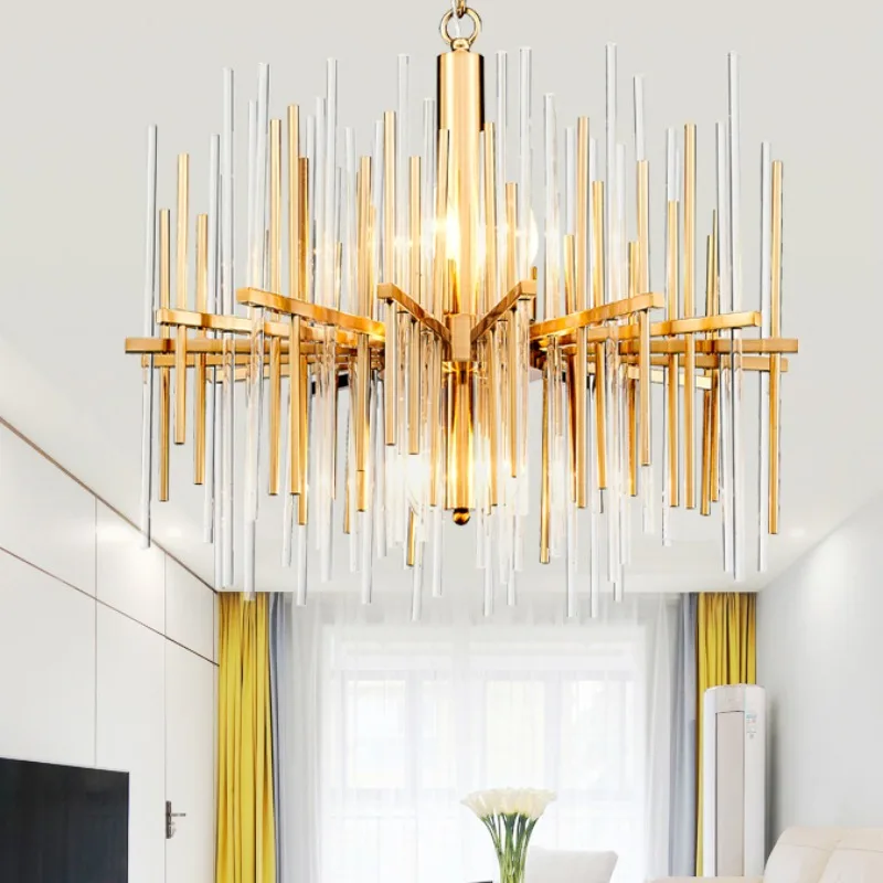 

American Modern Led Strip Crystal Chandelier Luxury Pendant Lamp For Living Dining Room Home Decor Luxurious Indoor Lighting