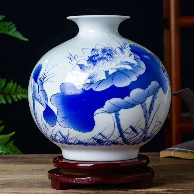 Blue and White Porcelain Jingdezhen Ceramic Pomegranate Small Vase Craft Ornaments