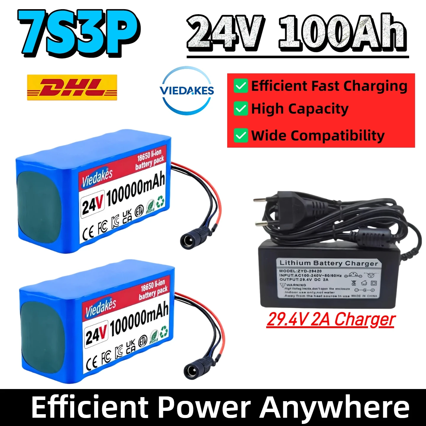

24v 7s3p lithium battery 18650 배터리 케이스 with BMS, for Power Tools, Kids Ride-On Car, Lawn Mower, E-Scooter, Vacuum Cleaner