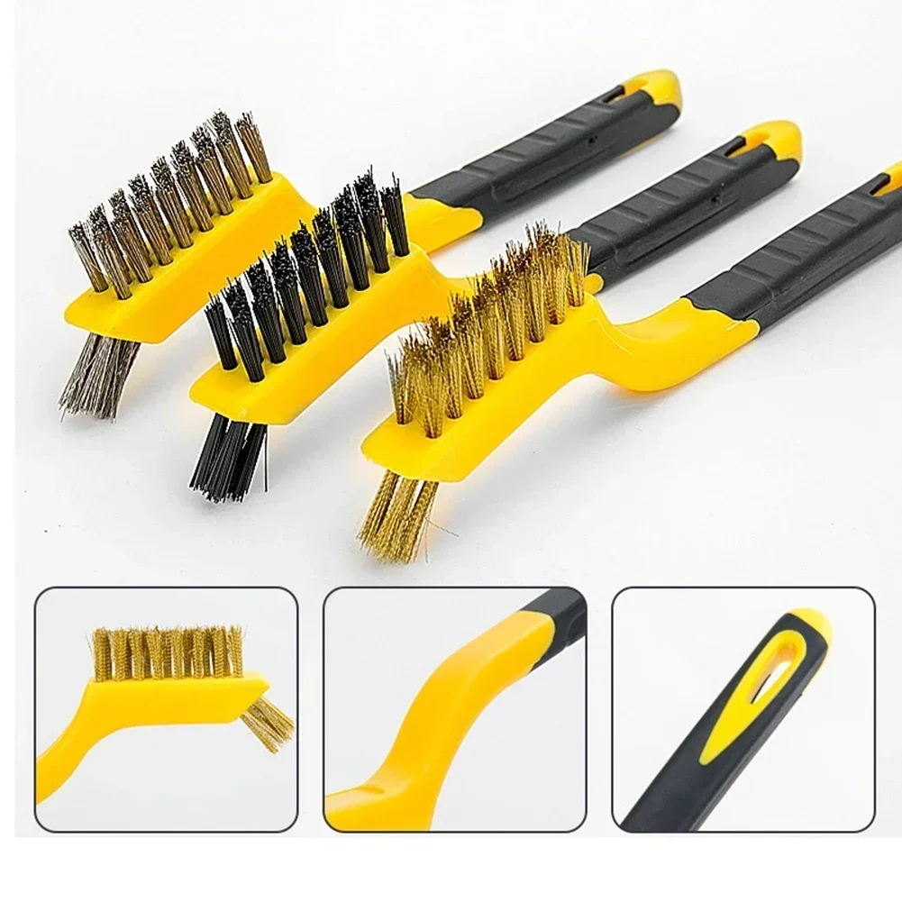 Mini Wire Brush Set Stainless Steel Brass Nylon Cleaning Polishing Detail Metal Rust Brush Cleaning Tool