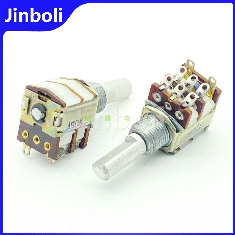 1PCS 12 Type A50K 8Pins Double Adjustable Resistance Power Amplifier Audio Computer Speaker Volume Switch Potentiometer 20mm