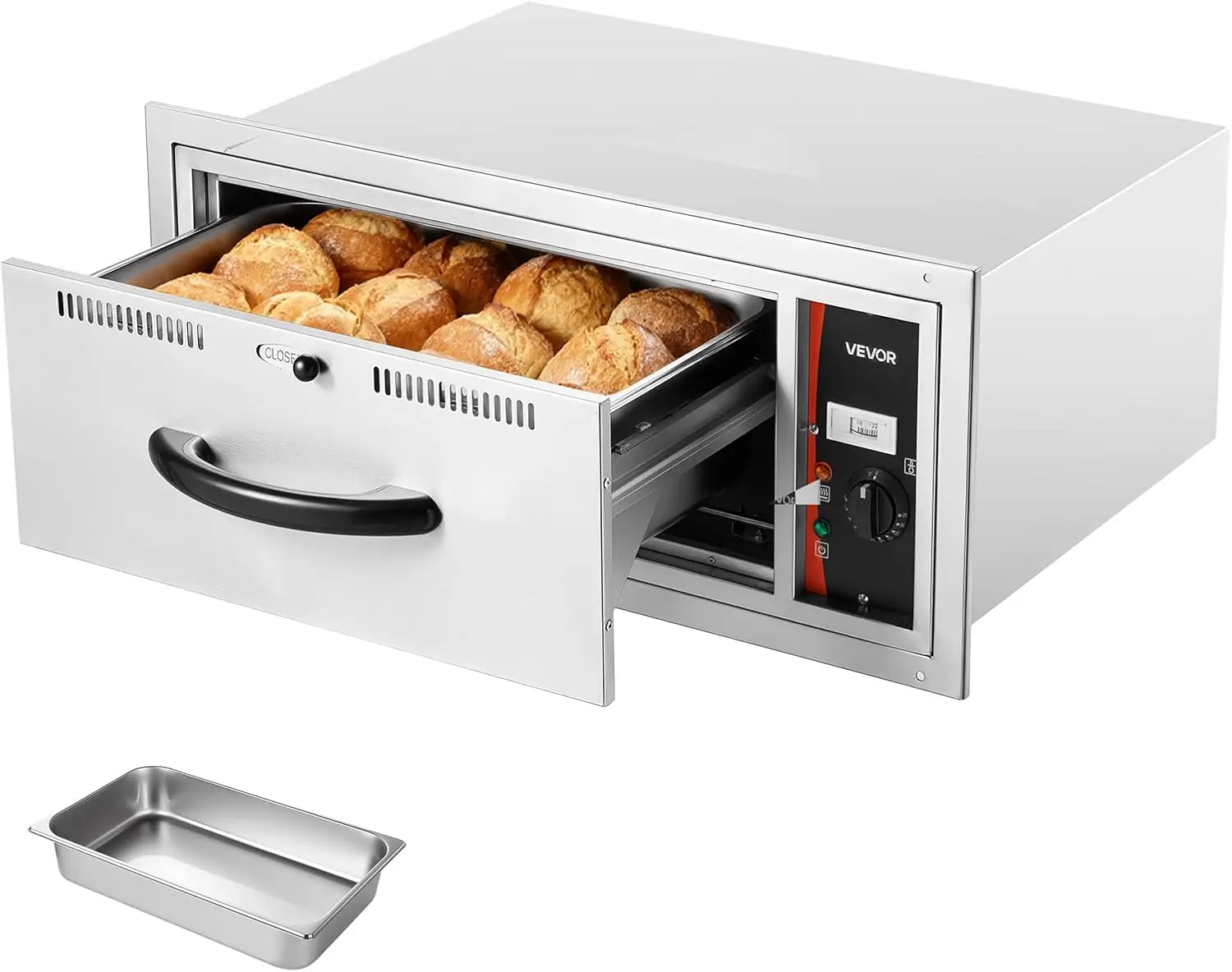 

Commercial Electric Drawer Warmer, Single-Drawer Stainless Steel Food Warmer, Built-in Installation Warming Drawer Cabinet, 85°F