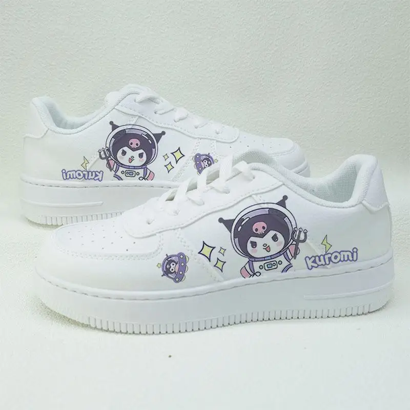 New Cosplay Anime Kuromi Pochallo Pu Leather Sneakers Cute Cartoon Student Casual Shoes Adult Women's Low State Walking Shoes