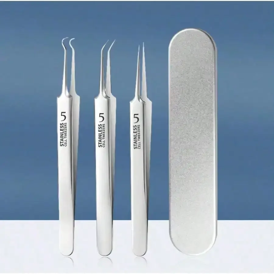 Kit di strumenti per la rimozione di punti neri in acciaio inossidabile da 8 pezzi, clip per punti neri, pinzette, rimozione di punti neri per il viso di bellezza, strumento per ago per l'acne