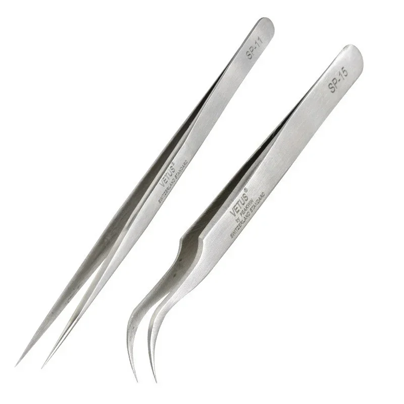 Anti-magnetic Stainless Steel Fan Eyelash Tweezers 3D VETUS SP-11/SP-15 For Electronic Mobile Phone Repair Tools Kit