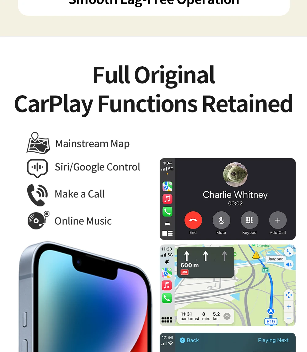 X-YUNS 2026 2-in-1 Kabelgebundener zu Kabelloser CarPlay und Android Auto Mini-Adapter 5GHz WiFi5 für 99% der Original Kabelgebundenen CarPlay/Auto-Fahrzeuge – Detail 12