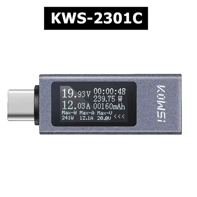 KWS-2302C Type-C Stroom Spanning Power Meter Bidirectionele Stroomtester Mobiele Telefoon Oplaadtester DC 4 ~ 30V 0 ~ 12A Voltmeter