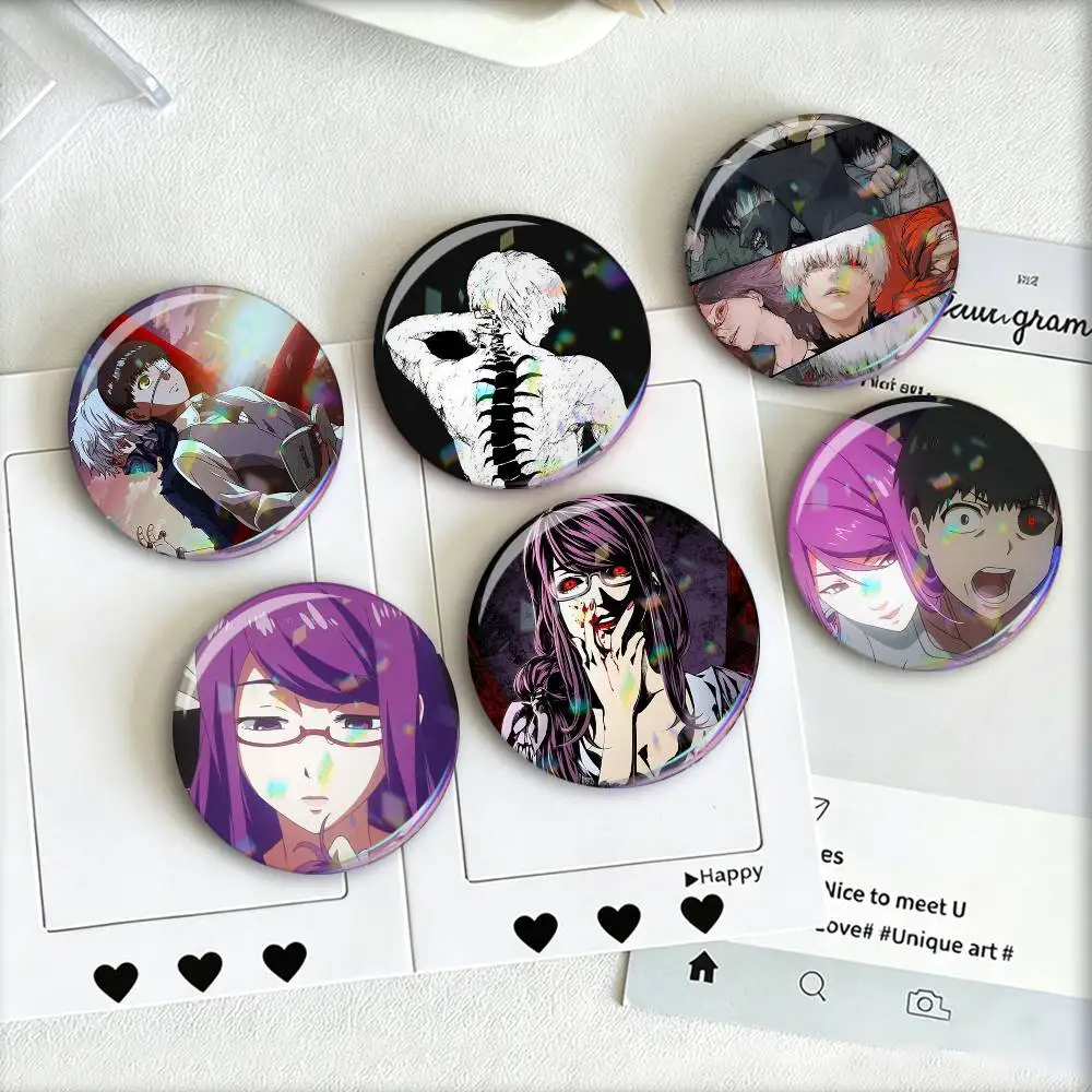 Tokyo Ghoul Anime  Laser Badge Applicable For Backpack Clothes Hats Decor Creative Accessories