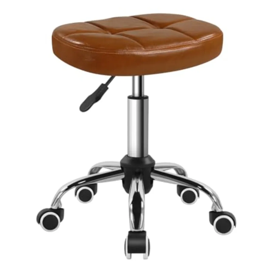

6-Square Lattice PU Swivel Stool with Wheel for Work SPA Shop Massage Height-Adjustable and Cost-Effective Rolling Stool Chair