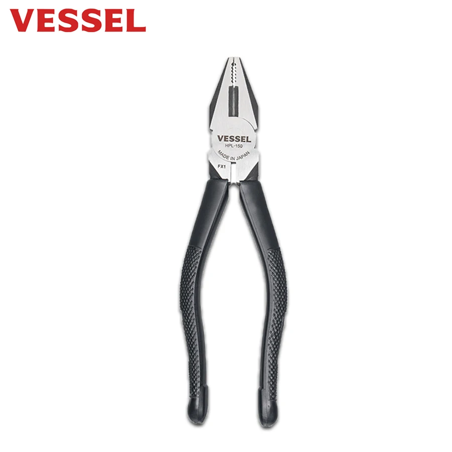 VESSEL Electrical Wire Cutter Pliers Flat-Nose Pliers Strong Steel Wire Pliers 6-Inch HPL-150