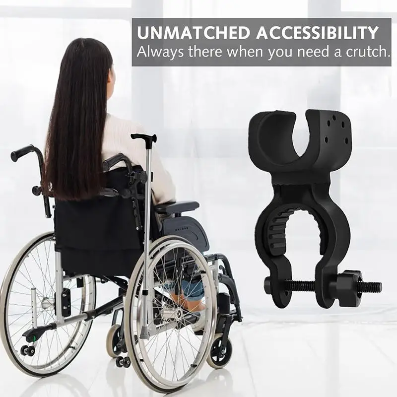 Electric Manual Wheelchair Crutch Clip Holder Elderly Commuting Car Accessories Degree Adjustable Rubber Personal Health Care view 3