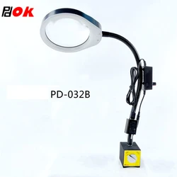 Magnet Magnifying Glass Lamp 3X 5X 8X 10X With Magnetic Base Stand 5‘’ Lens Magnifier Adjustable Led Light Machinery Magnet Tool