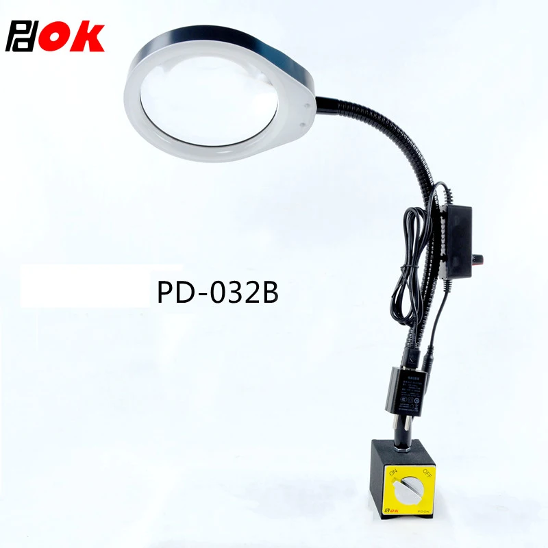 Magnes Lampa powiększająca 3X 5X 8X 10X Z podstawą magnetyczną Stojak 5'' Lupa z obiektywem Regulowane światło LED Maszyny Magnes Narzędzie